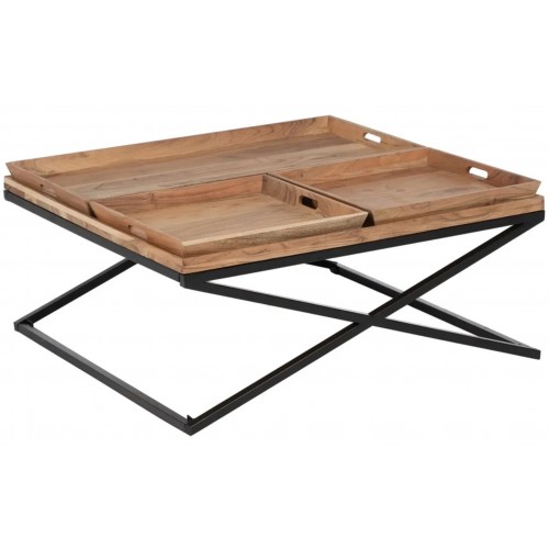 Mesa de café Manguer Madeira e ferro 85x85cm IXIA IXIA - 1
