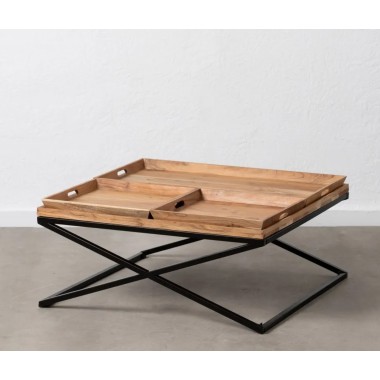 Coffee table mango wood and iron 85x85cm IXIA IXIA - 3