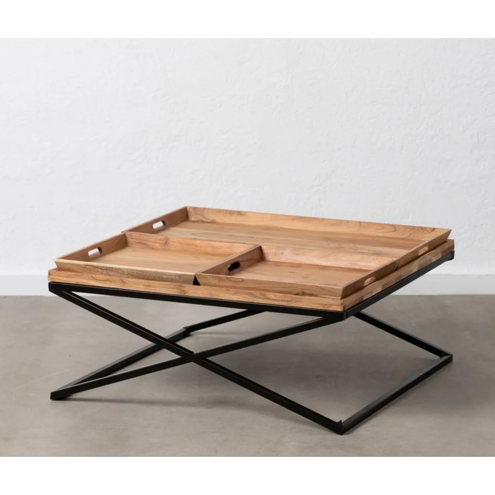 Table basse bois de manguier et fer 85x85cm IXIA IXIA - 3
