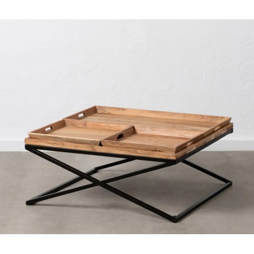 Table basse bois de manguier et fer 85x85cm IXIA IXIA - 3