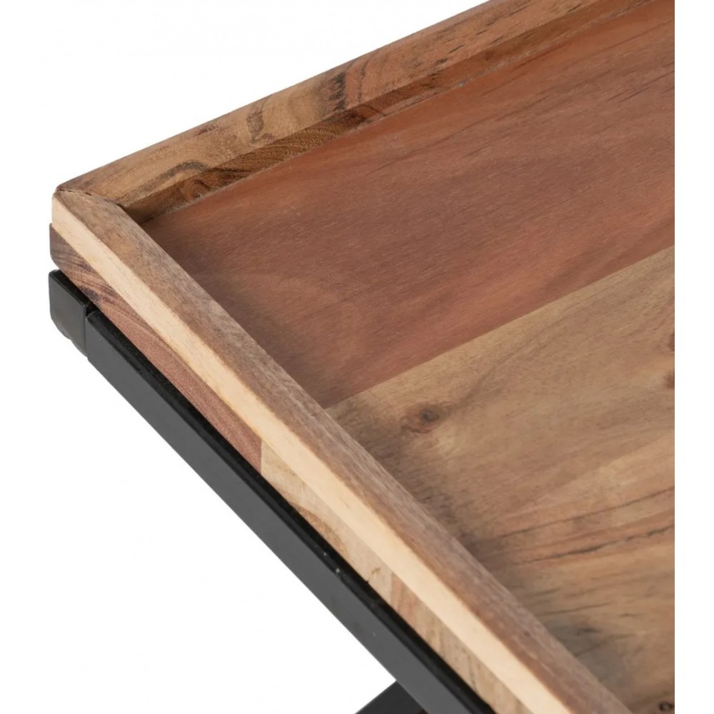 Table basse bois de manguier et fer 85x85cm IXIA IXIA - 5