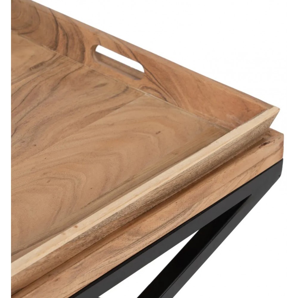 Table basse bois de manguier et fer 85x85cm IXIA IXIA - 7