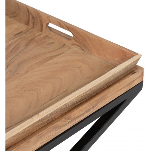 Table basse bois de manguier et fer 85x85cm IXIA IXIA - 7