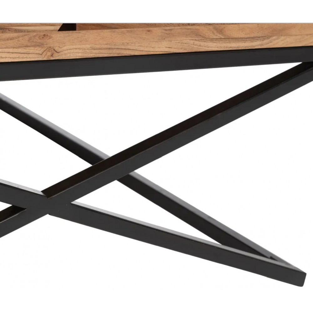 Table basse bois de manguier et fer 85x85cm IXIA IXIA - 9