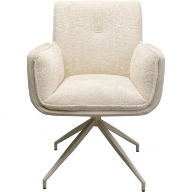 Crema de silla giratoria blanca con reposabrazos HILLA Kare design - 1 2