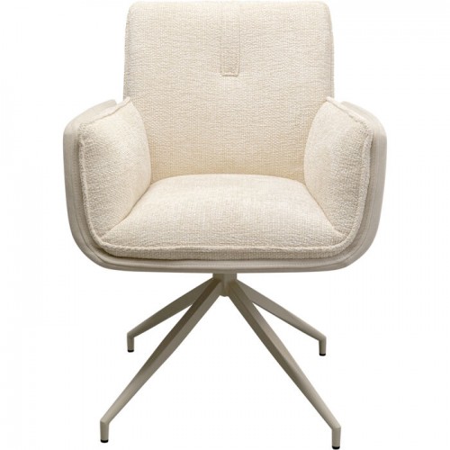 White swivel chair cream with armrests HILLA Kare design - 1