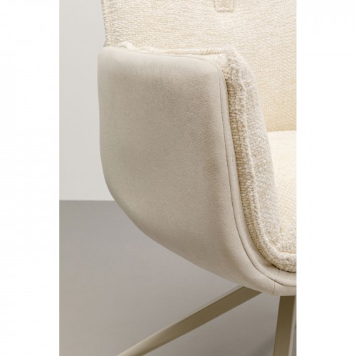 Crema de silla giratoria blanca con reposabrazos HILLA Kare design - 5