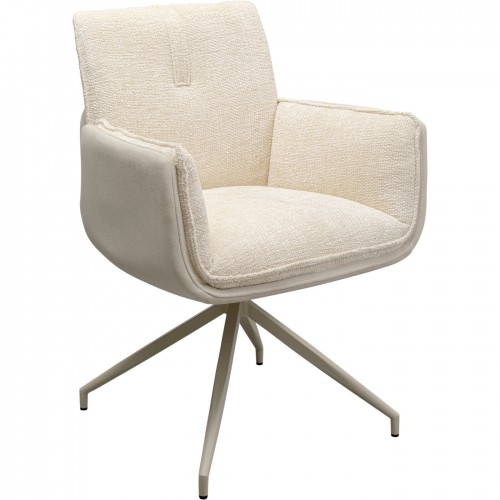 White swivel chair cream with armrests HILLA Kare design - 1