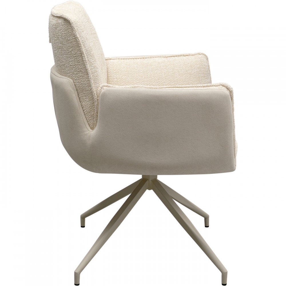 Cadeira giratória Creme branco com braços HILA Kare design - 8