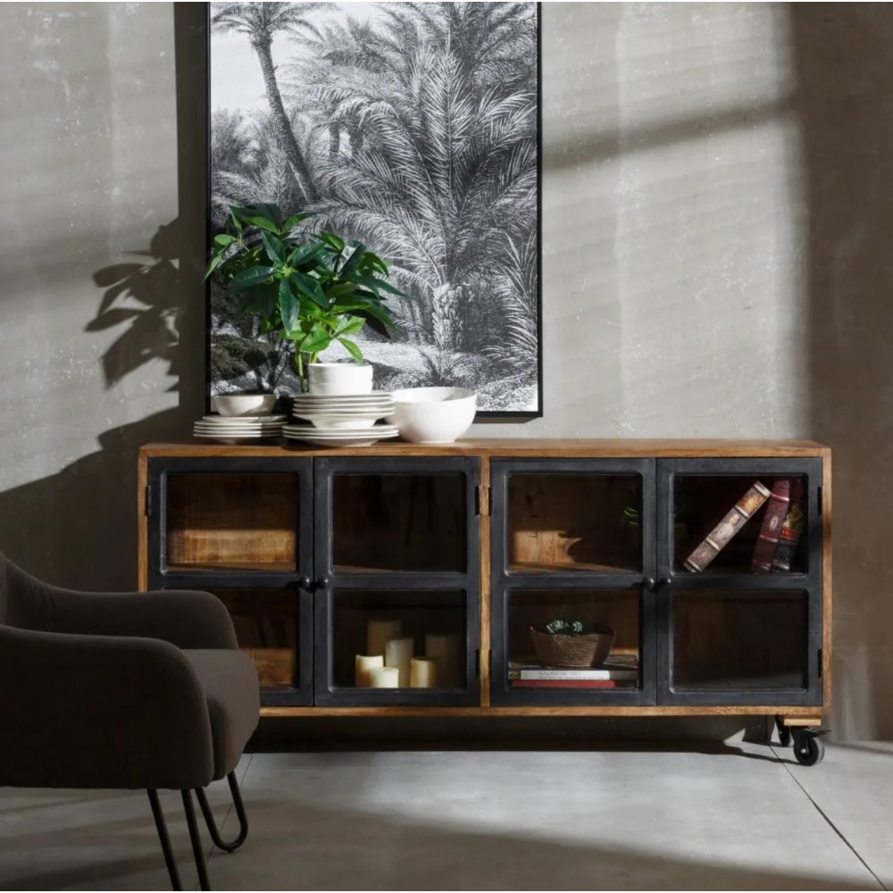 Manguier Holz Sideboard auf Rollen 160cm IXIA IXIA - 2