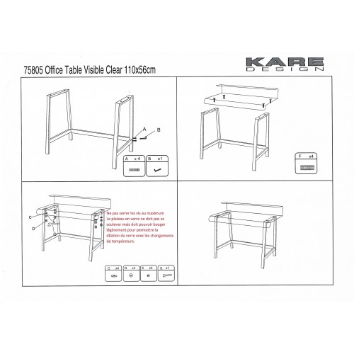KARE DESIGN HELDER ZICHTBAAR GLAS BUREAU