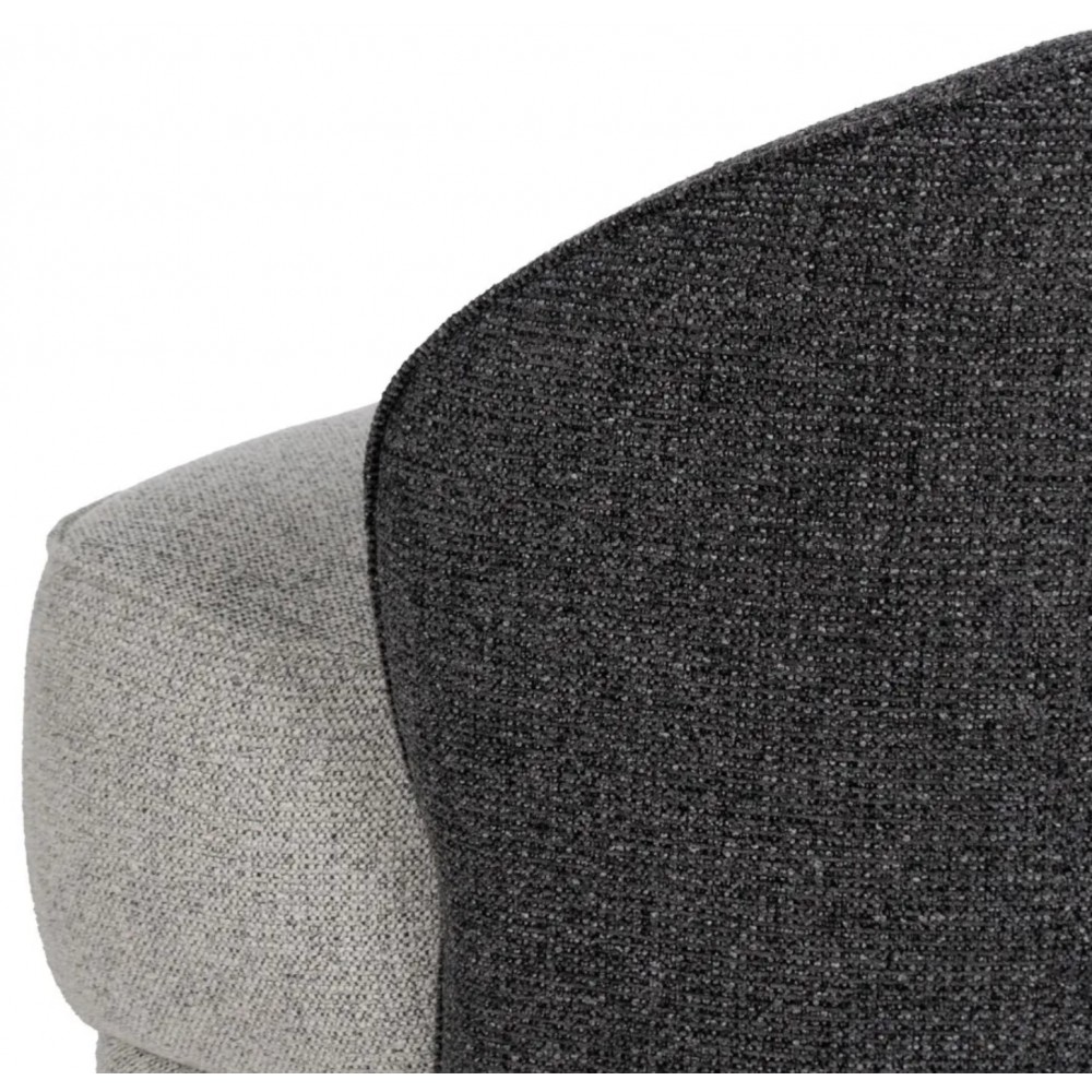 Silla de comedor OVALY respaldo antracita y asiento claro IXIA — detalle del reposabrazos acolchado