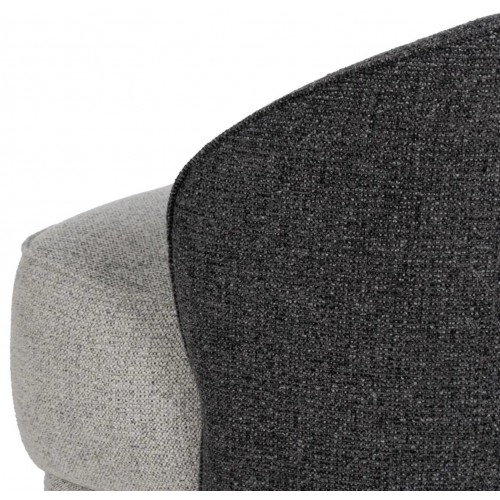 Silla de comedor OVALY respaldo antracita y asiento claro IXIA — detalle del reposabrazos acolchado