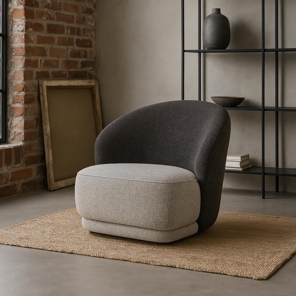 Silla de comedor OVALY respaldo antracita y asiento claro IXIA — ambientado en un interior (14)