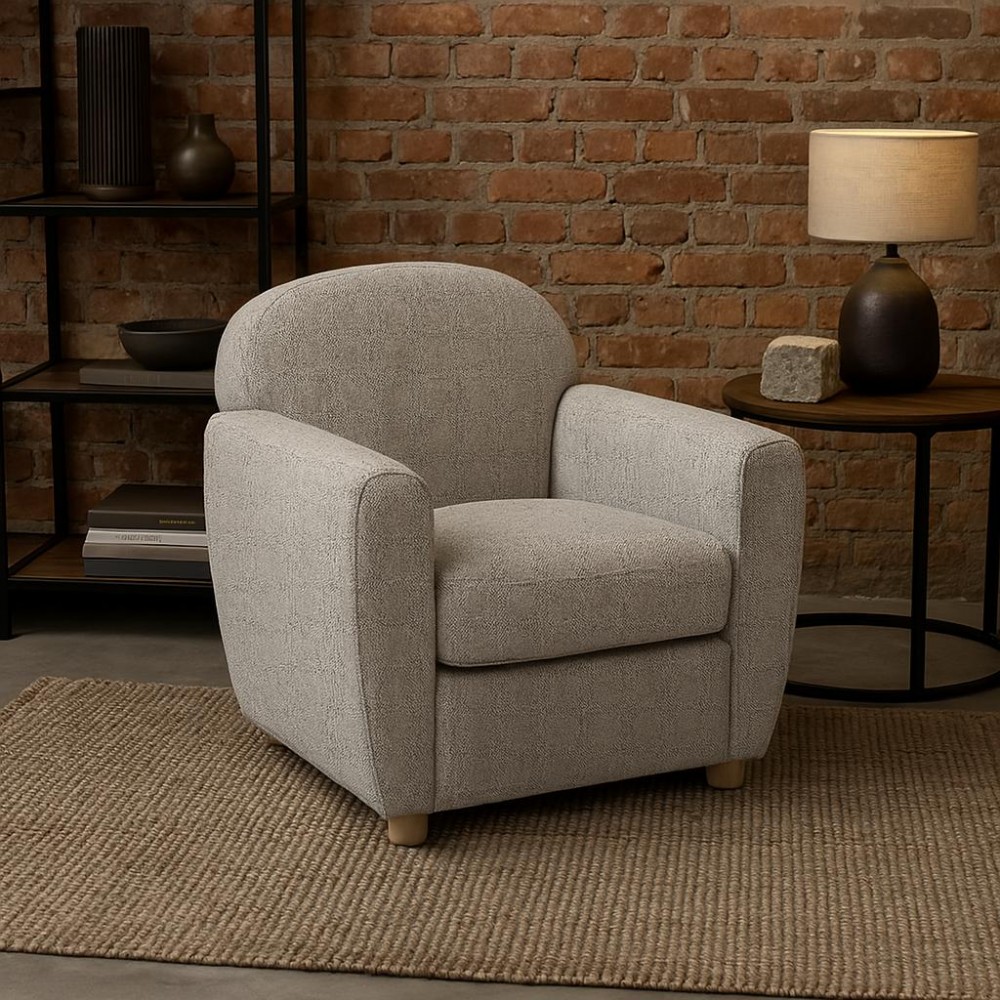 Club chair in light grey fabric BREST IXIA IXIA - 1