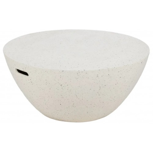 Mesa de centro MINÉRALIA branco salpicado em meia-esfera IXIA — vista frontal e silhueta completa