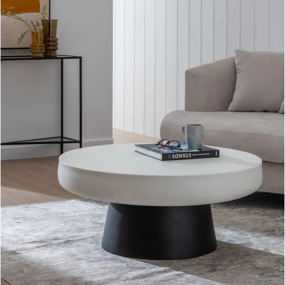 Runde Tisch Bicolor weiß und schwarz VOLCANO IXIA Ø91 cm IXIA - 2