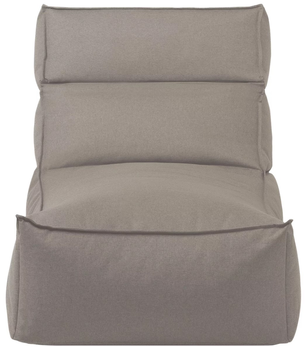 Outdoor armchair STAY XL light brown fabric with soft volumes Blomus — STAY lounge chair from front