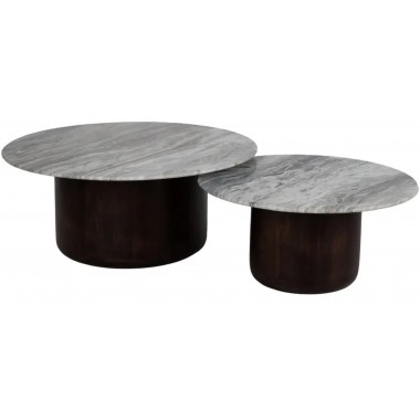 Set 2 tables basses marbre & bois RONDA IXIA IXIA - 1