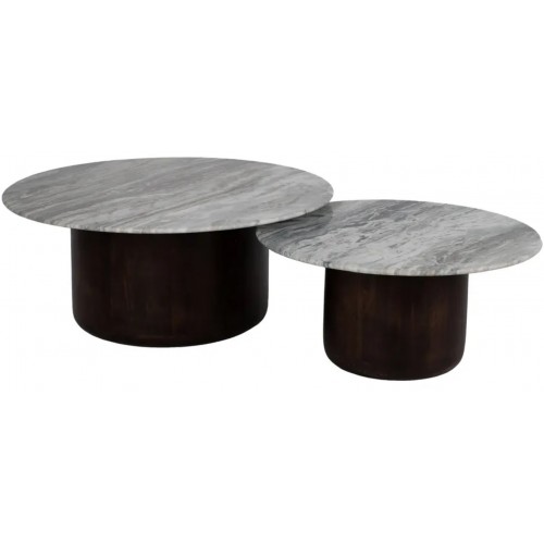 Set 2 Kaffeetische Marmor & Holz RONDA IXIA IXIA - 1