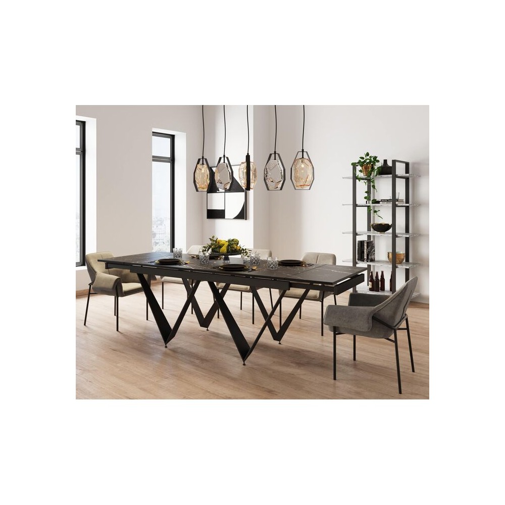 Black ceramic extension table 180-260 cm SANDRA Kare design - 2