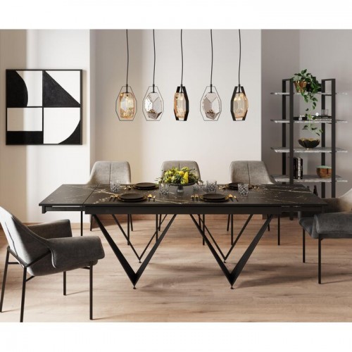 Black ceramic extension table 180-260 cm SANDRA Kare design - 4