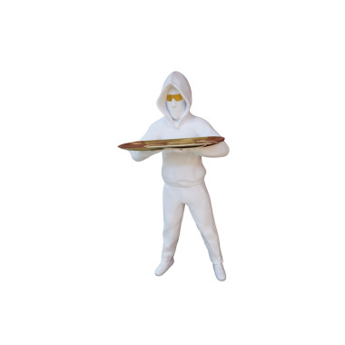 Sculpture Homme Streetwear Blanc avec Plateau Or MAJESTIC SOCADIS - 1