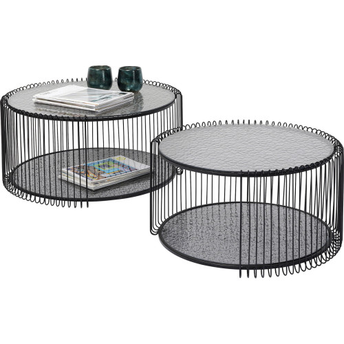 Set of 2 Coffee Table Wire Double Bubble Black Heaven Kare design - 2