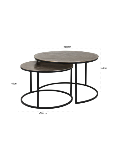 Tavolino basso Asher champagne gold (Set of 2)