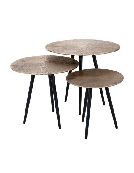 Mesa de centro Vittorio dourado champanhe (Conjunto de 3)