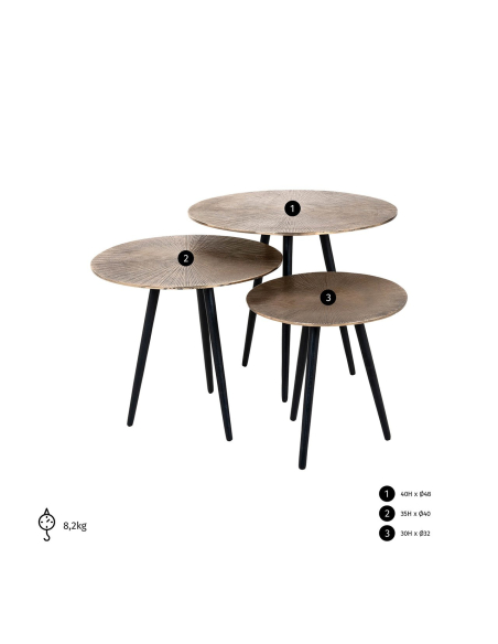Mesa de centro Vittorio champagne gold (Set de 3)