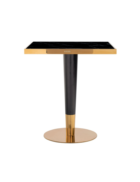 Mesa de bistrô Can Roca preto/dourado 70x70