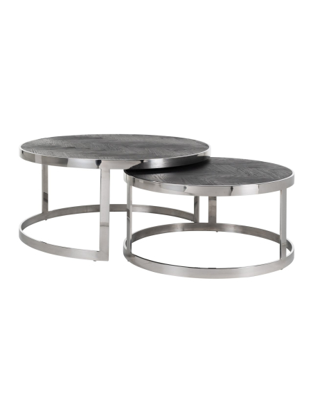 Mesa de centro Blackbone Silver negro rústico (Juego de 2)