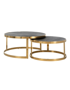 Salontafel Blackbone Gold zwart rustiek (Set van 2)