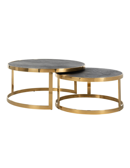 Salontafel Blackbone Gold zwart rustiek (Set van 2)