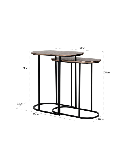 Mesa de apoio Chandon dourado champanhe (Conjunto de 2)