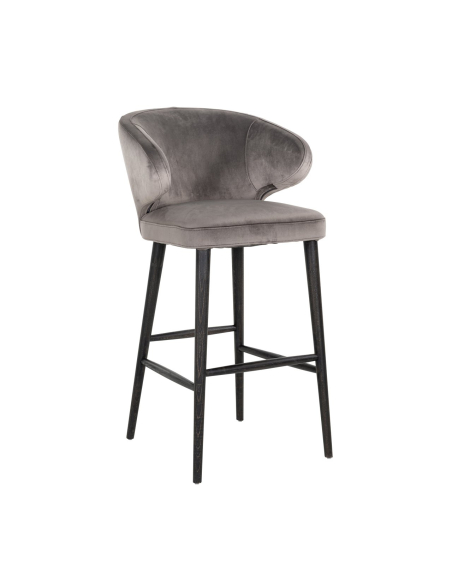 Barhocker Indigo aus Samt in Stone
