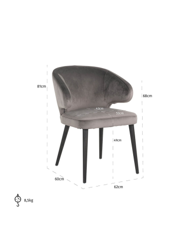 Sedia da pranzo Indigo in velluto stone