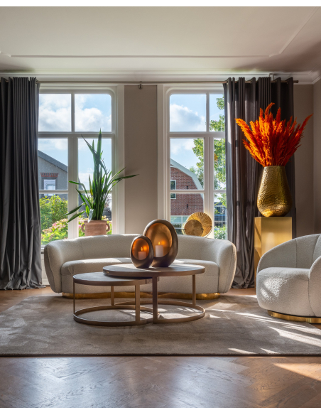 Salontafels Messing Roggenleer Glazen Bladen BLOOMVILLE