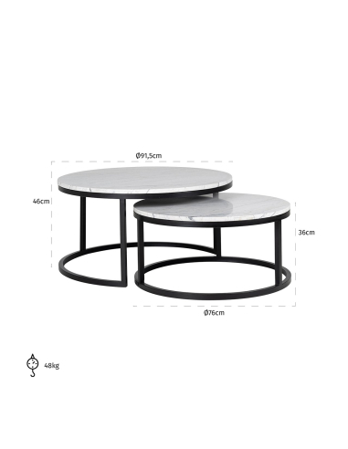 Salontafel Lexington white (Set van 2)
