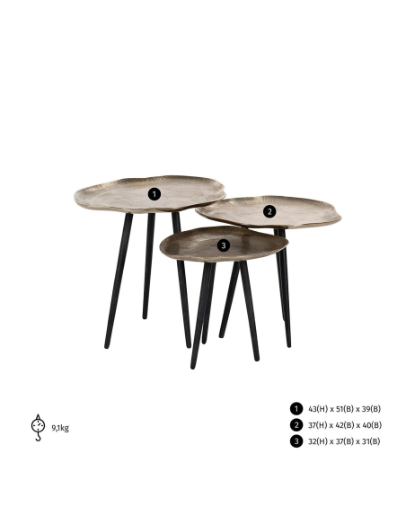 Volenta coffee table champagne gold (Set of 3)