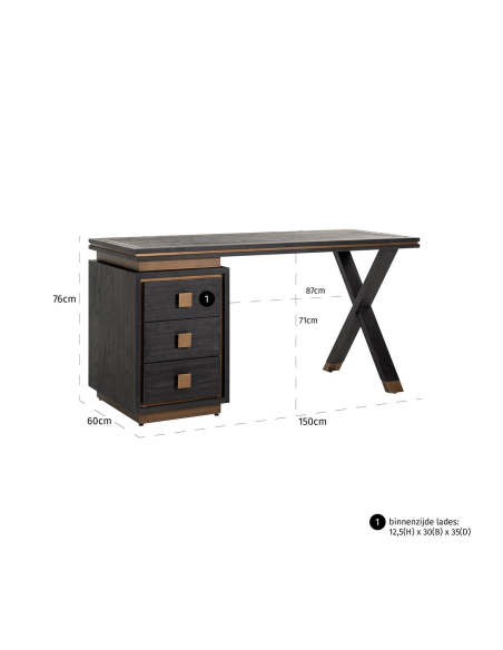 Bureau Hunter zwart rustiek