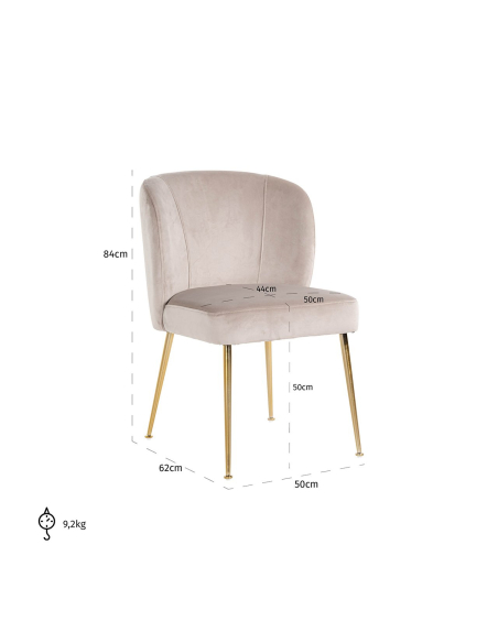 Cadeira de sala de jantar Cannon em veludo caqui