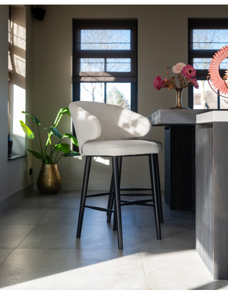 Indigo white bouclé bar stool