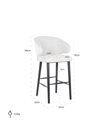 Indigo white bouclé bar stool