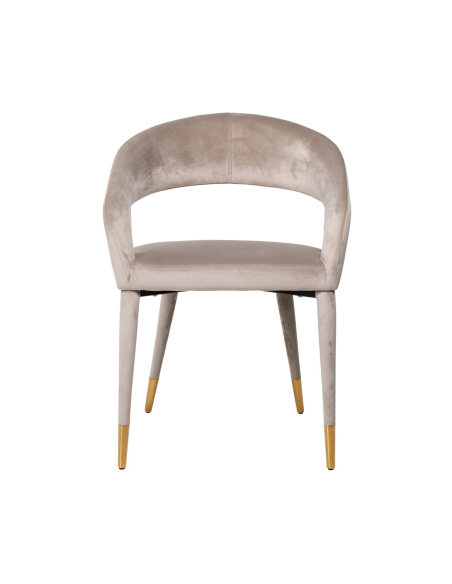 Sedia da sala da pranzo Gia in velluto kaki ignifugo