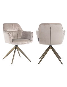 Chaise de salle à manger Aline khaki velvet swivel fire retardant