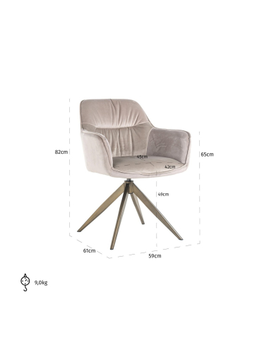 Aline dining chair khaki velvet swivel fire retardant
