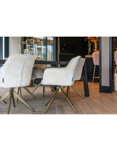 Chaise de salle à manger Aline white chenille swivel fire retardant 2