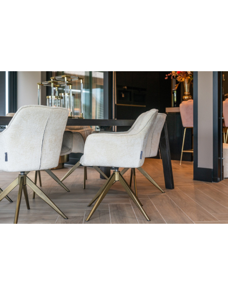 Silla de comedor Aline white chenille giratoria ignífuga